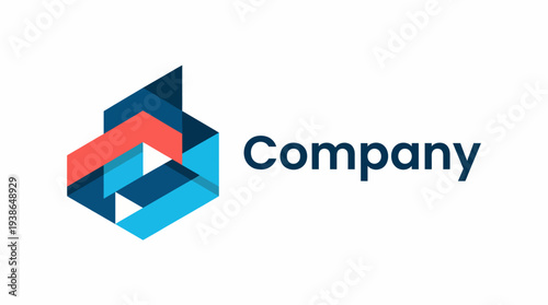 This image presents a geometric logo composed of bold color blocks, representing a modern and innovative approach to branding and corporate identity.