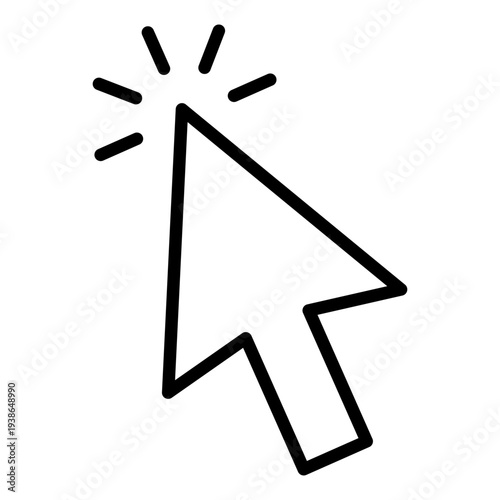 Mouse cursor clicking icon with click rays pointer arrow symbol for computer interface selection action web navigation digital UI element