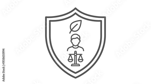 Abstract line icon depicting legal protection for environmental sustainability and individual corporate responsibility principles