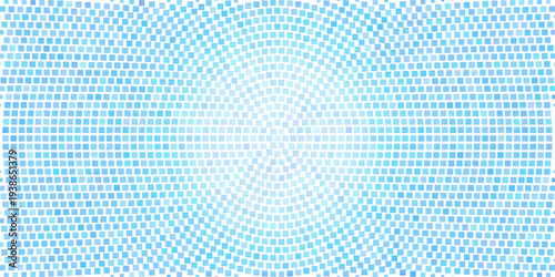 Blue disco ball pattern. Vector realistic illustration of nightclub party banner background with mirror mosaic, light sparkles on square sequin glamour glitter for disco design