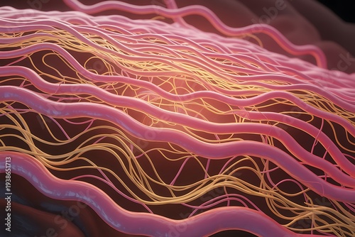 Abstract human nerve and blood vessel network