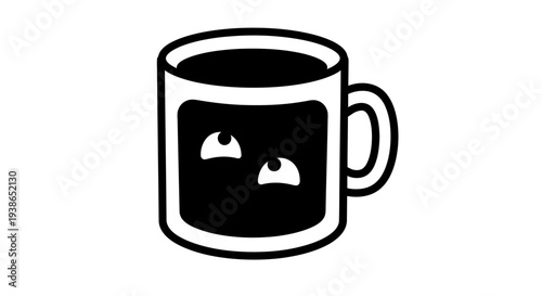 Quirky Cartoon Coffee Mug with Wide Eyes Peeking Over the Rim, a Whimsical and Humorous Beverage Illustration