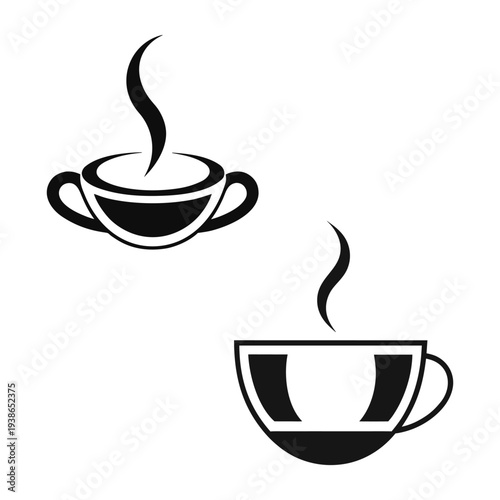 Stylized Hot Drink Cups Vector Icons