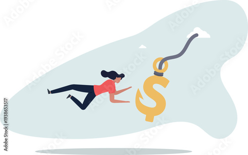 Financial fraud, illegal investment scam or ponzi scheme stealing money from greedy people concept.person's life situation and his activities.