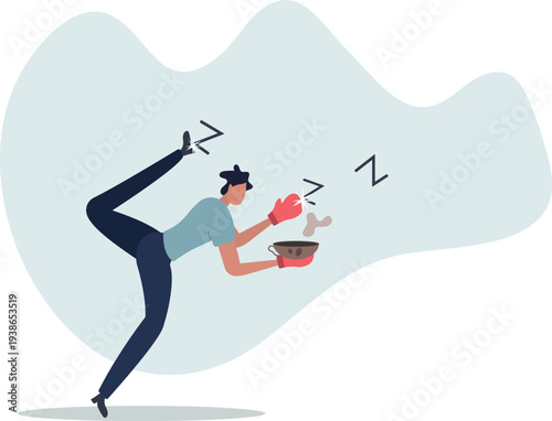 Procrastination and laziness, productivity and professional to fight with resistance and sleepy concept.person's life situation and his activities.