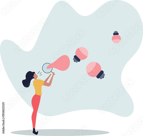 Creativity to create new business idea or solution for work problem, entrepreneurship to think about business concept.person's life situation and his activities.