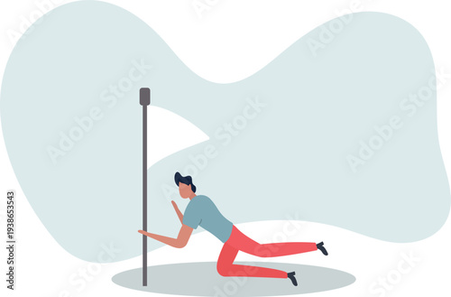 Give up or surrender on business battle, time to quit or stop failed company concept.person's life situation and his activities.