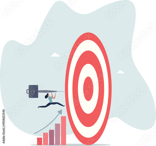 Business target achievement or success and reaching for target and goal concept.person's life situation and his activities.