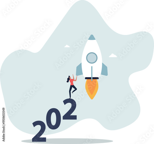 New year economic recovery, launching new project or FED and government financial stimulus concept.person's life situation and his activities.