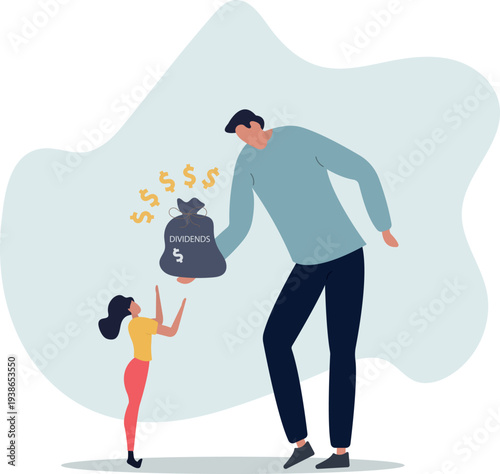 Dividend stocks, public company payback profit in stock market, return or profit from investment concept.person's life situation and his activities.