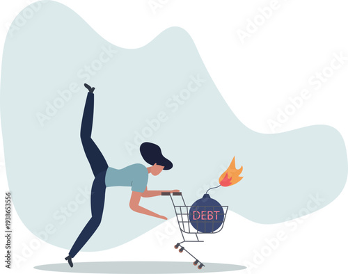 Over shopping, buy thing and pay more than revenue or income, household debt or financial loan and mortgage concept.person's life situation and his activities.