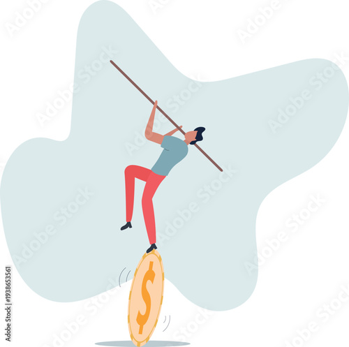 Financial and business risk, banking loan and debt risk, stability or balance of economics and investment or risk for losing job concept.person's life situation and his activities.