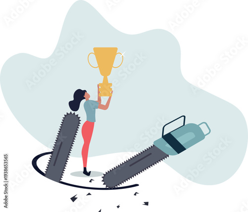 Success trap, problem with career or betrayal in business deal concept.person's life situation and his activities.