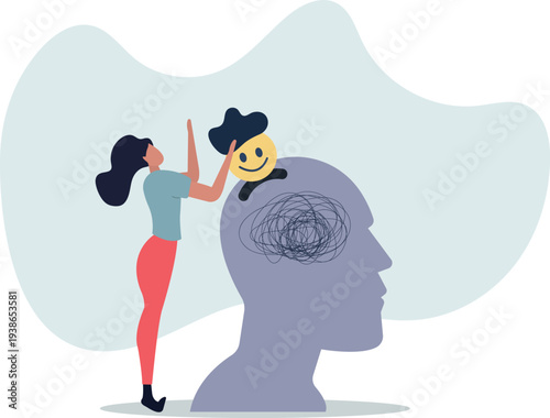 Happiness cure work stressed, care for mental health or relax from tired work concept.person's life situation and his activities.