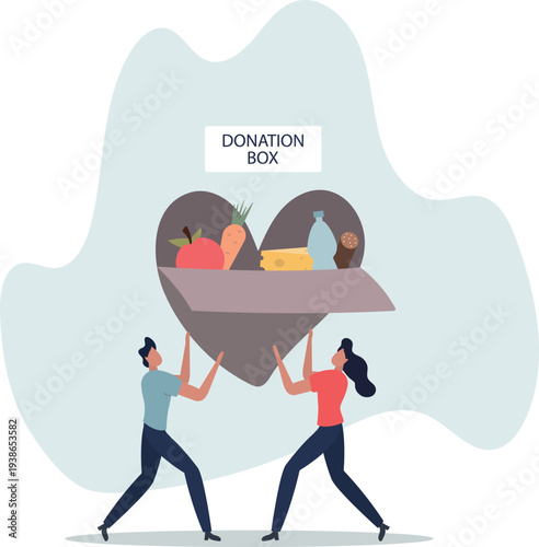 humanitarian aid and care to donation box.person's life situation and his activities.