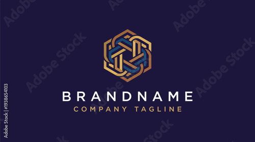 An intricate logo featuring interlinked shapes in a harmonious color palette, symbolizing unity and complexity, ideal for modern businesses with diverse offerings.
