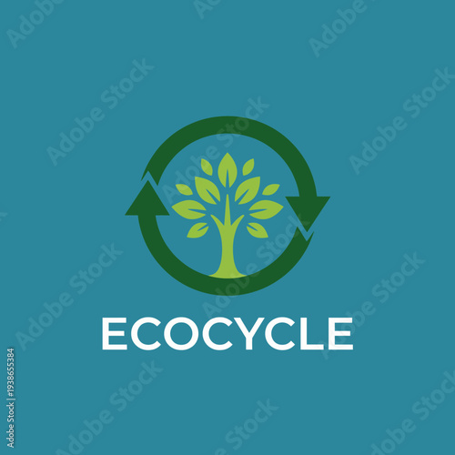 An environmentally conscious image displaying a tree within a cyclical design, representing the concepts of sustainability, recycling, and ecological care for the future.