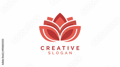 This logo displays an elegant flower shape in warm red tones, emphasizing creativity and inspiration, suitable for branding in various artistic fields.