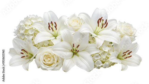 Elegant white floral bouquet isolated on transparent background