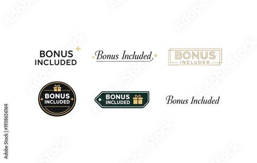 Collection of bonus included logos with gift and star designs