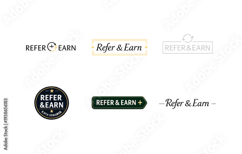 Collection of refer and earn logo designs with diverse styles