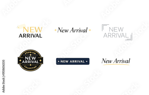 Diverse new arrival design concepts featuring stylish typography and modern layouts