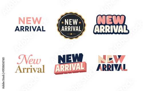 New arrival banners: stylish typography in different designs