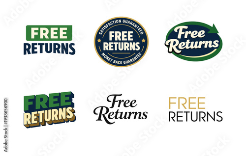Collection of free returns logos with various design styles