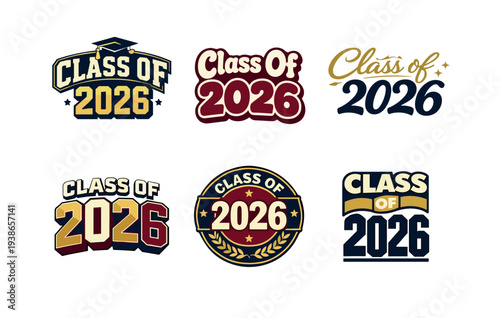Class of 2026 graduation logos collection with bold typography