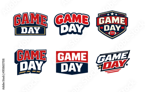 Game day logo collection featuring bold sports-themed designs