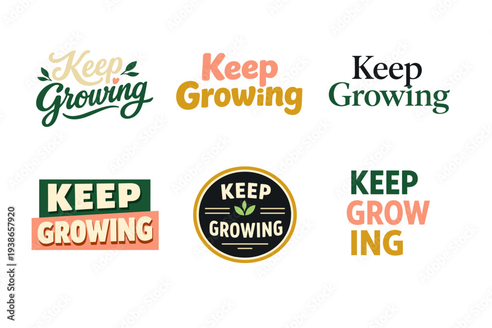 Obraz premium Variety of keep growing logos in different fonts and styles