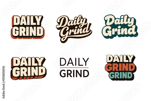 Daily grind logos set in various retro and modern styles