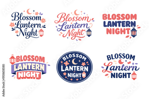 Blossom lantern night logos with floral and lantern motifs