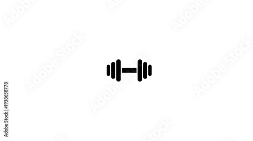 A minimalist illustration of a dumbbell in black on a white background