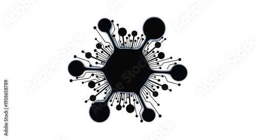 Modern abstract technology network connection hexagon shape with lines and circles on white background for business design and innovation concepts