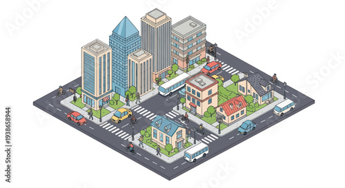 isometric cityscape with buildings and streets