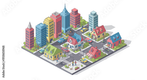 colorful cityscape with buildings and streets