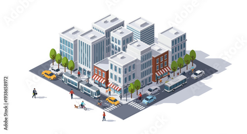 city street with buildings and traffic