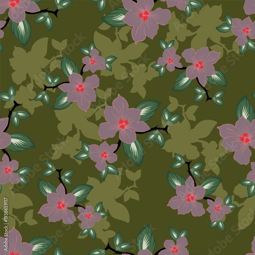 Cute seamless pattern with decorative flowers and leaves can be used for wallpapers, surface textures, textile,linen, kids cloth, pattern fills, page backgrounds and more designs