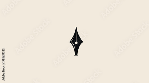 A simple, black fountain pen nib, centered on a creamy beige background