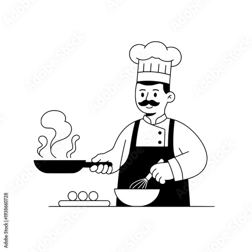 Chef illustration perfect for culinary design or professional cooking template or Elegant chef design for restaurant related designs or food service projects