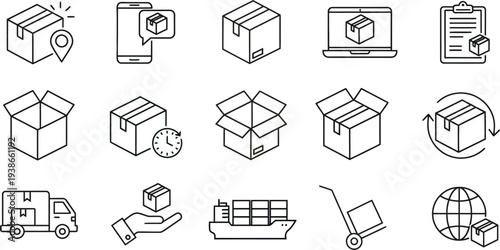 Flat design logistics and shipping vector icon set, scalable delivery transportation and business concepts vector illustration