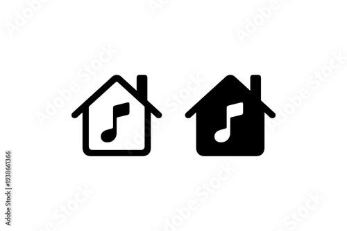 Smart home music house line and solid icon