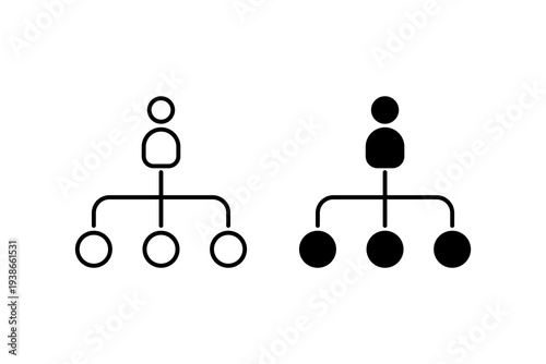 Organizational Hierarchy Structure Icon Set Outline and Solid
