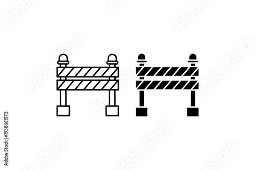 Road barrier construction line and solid icon