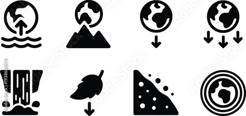 Global crisis and pollution vector icon set flat design illustration scalable graphic art