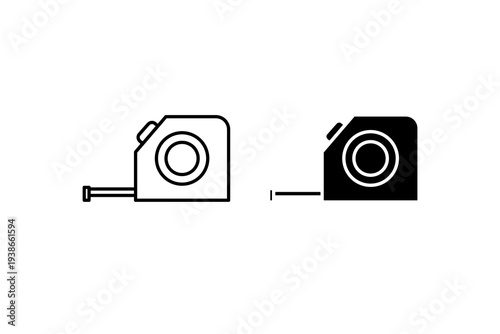 Tape Measure Icon Set Outline and Solid