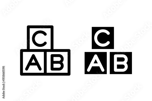 Alphabet blocks ABC line and solid icon