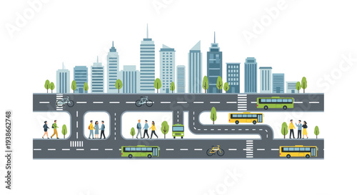 city traffic, urban landscape, road network