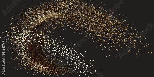 Golden brush stroke on black background